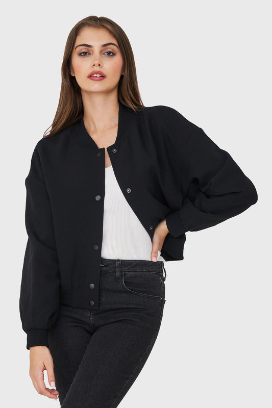 Chaqueta Bomber Broches Negro