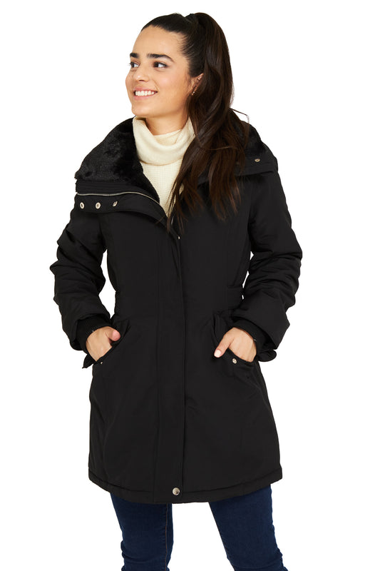 Parka Entallada Cuello Alto Negro