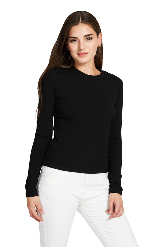 Polera Básica Acanalada Negro