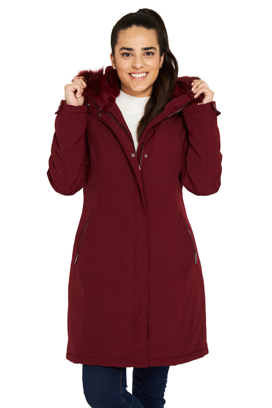 Parka Larga Pelo Desmontable Burdeo