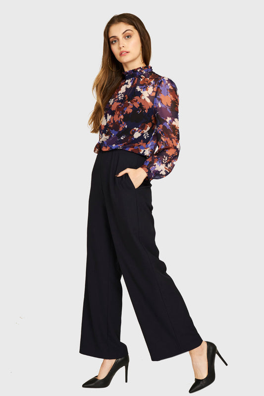 Enterito Chifón Floral Azul Marino