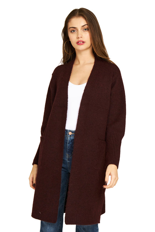 Cárdigan Bolsillos Soft Burdeos