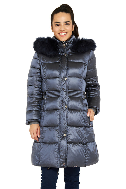 Parka Gorro y Pelo Desmontable Azul
