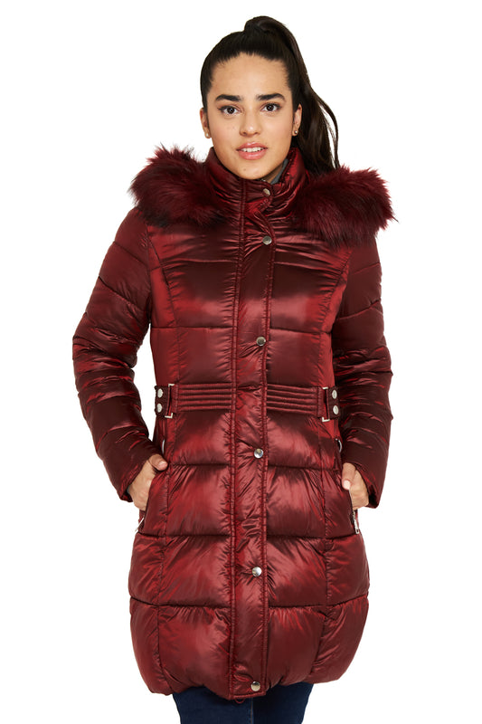 Parka Gorro y Pelo Desmontable Rojo