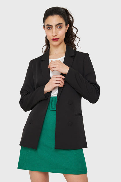 Blazer Botones Decorativos Negro