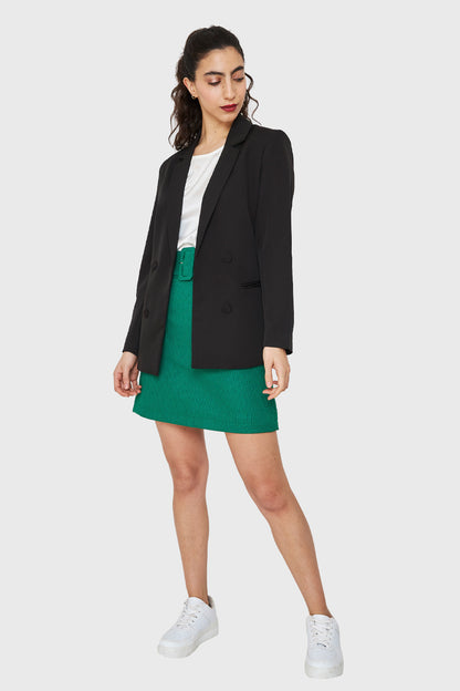 Blazer Botones Decorativos Negro