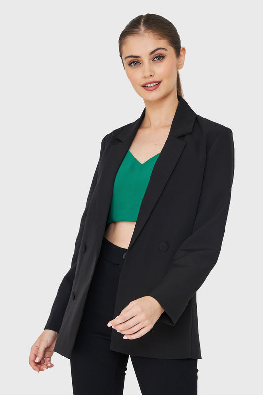 Blazer Cuatro Botones Decorativos Negro
