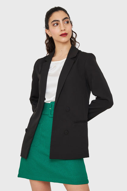Blazer Botones Decorativos Negro