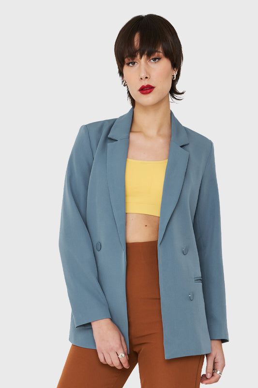 Blazer Botones Decorativos Azul