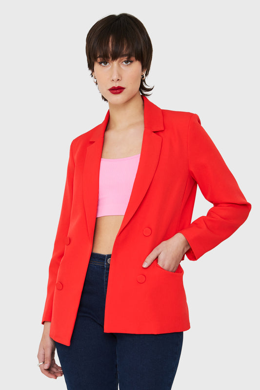 Blazer Botones Decorativos Rojo