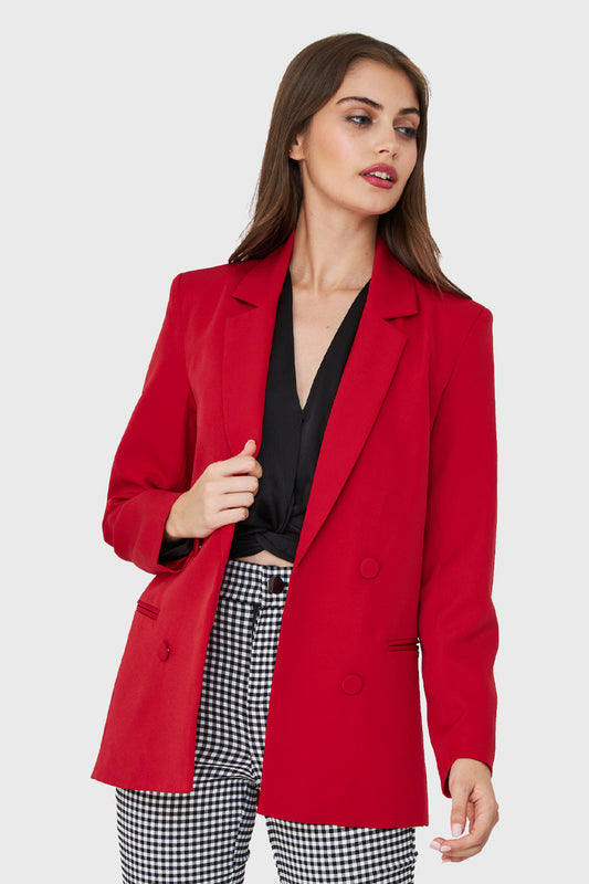 Blazer Botones Decorativos Rojo