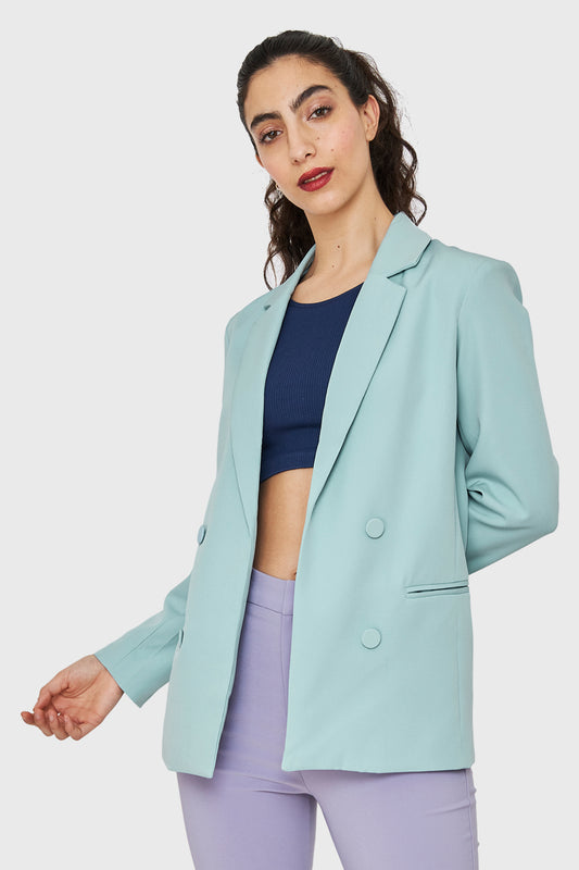 Blazer Botones Decorativos Celeste