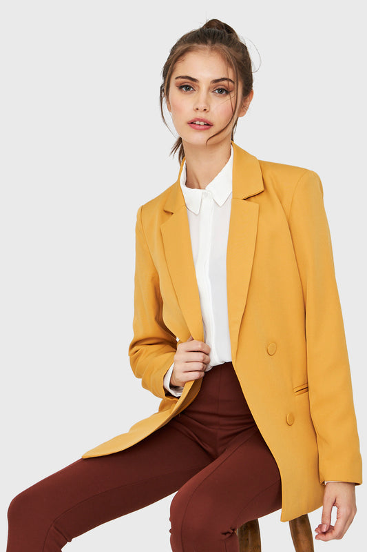 Blazer Botones Decorativos Mostaza