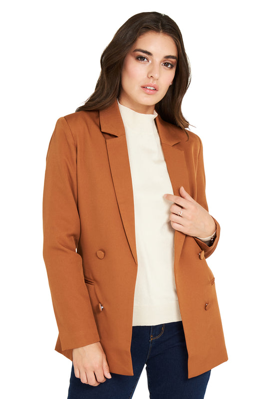 Blazer Botones Decorativos Camel