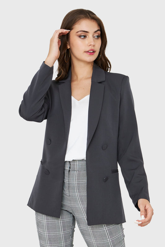 Blazer Botones Decorativos Grafito