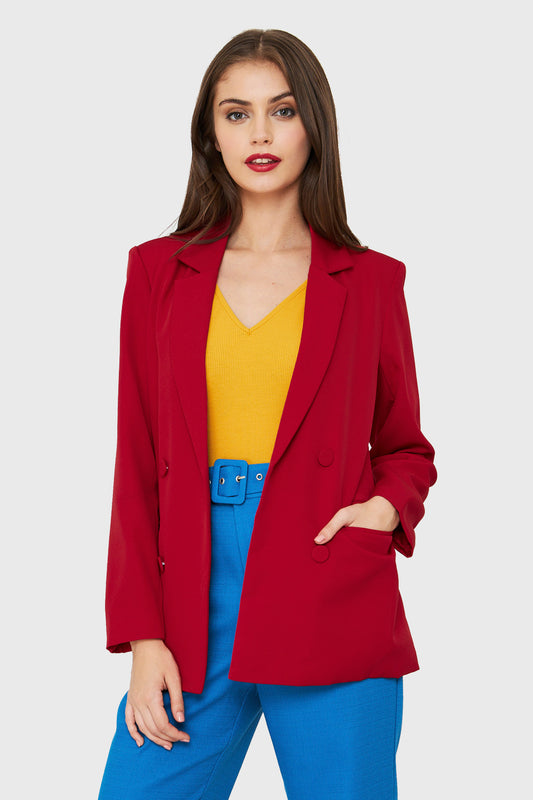 Blazer Botones Decorativos Rojo