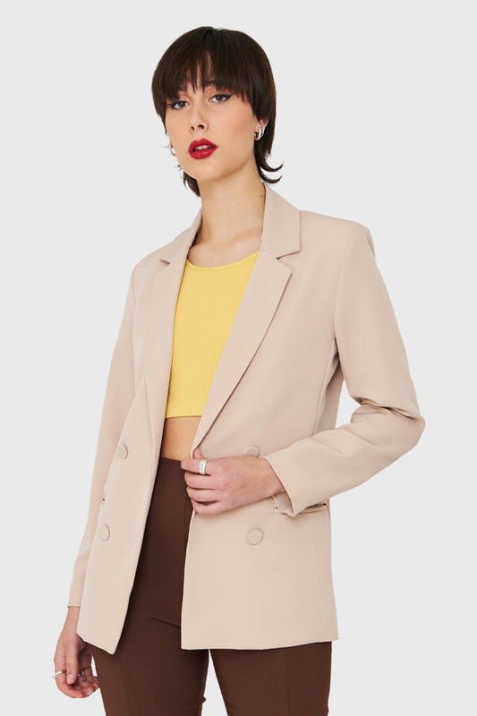 Blazer Botones Decorativos Beige