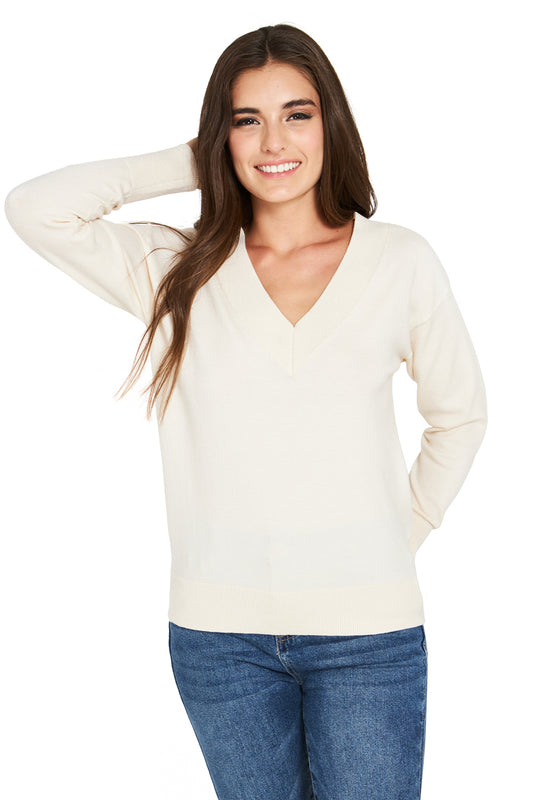 Sweater Escote V Blanco