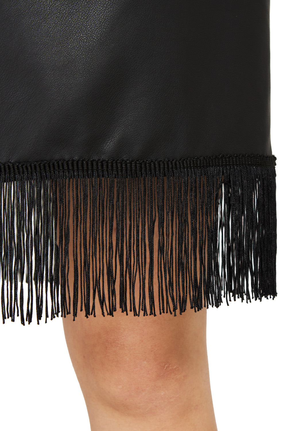 Vestido Flecos Ecocuero Negro