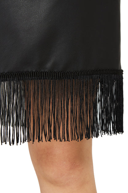 Vestido Flecos Ecocuero Negro