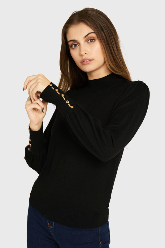 Sweater Botones Negro