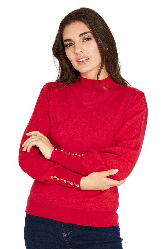 Sweater Botones Rojo