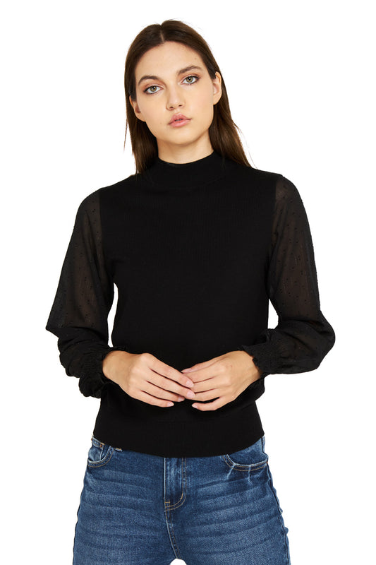 Sweater Manga Brillos Negro