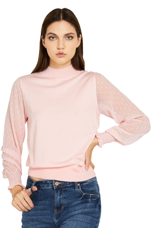 Sweater Manga Brillos Rosado