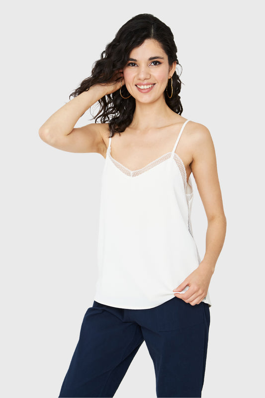 Top Escote Encaje Blanco