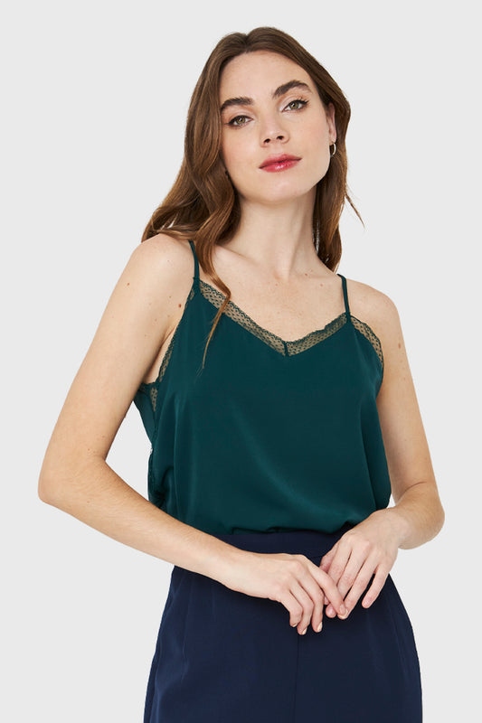 Top Escote Encaje Verde