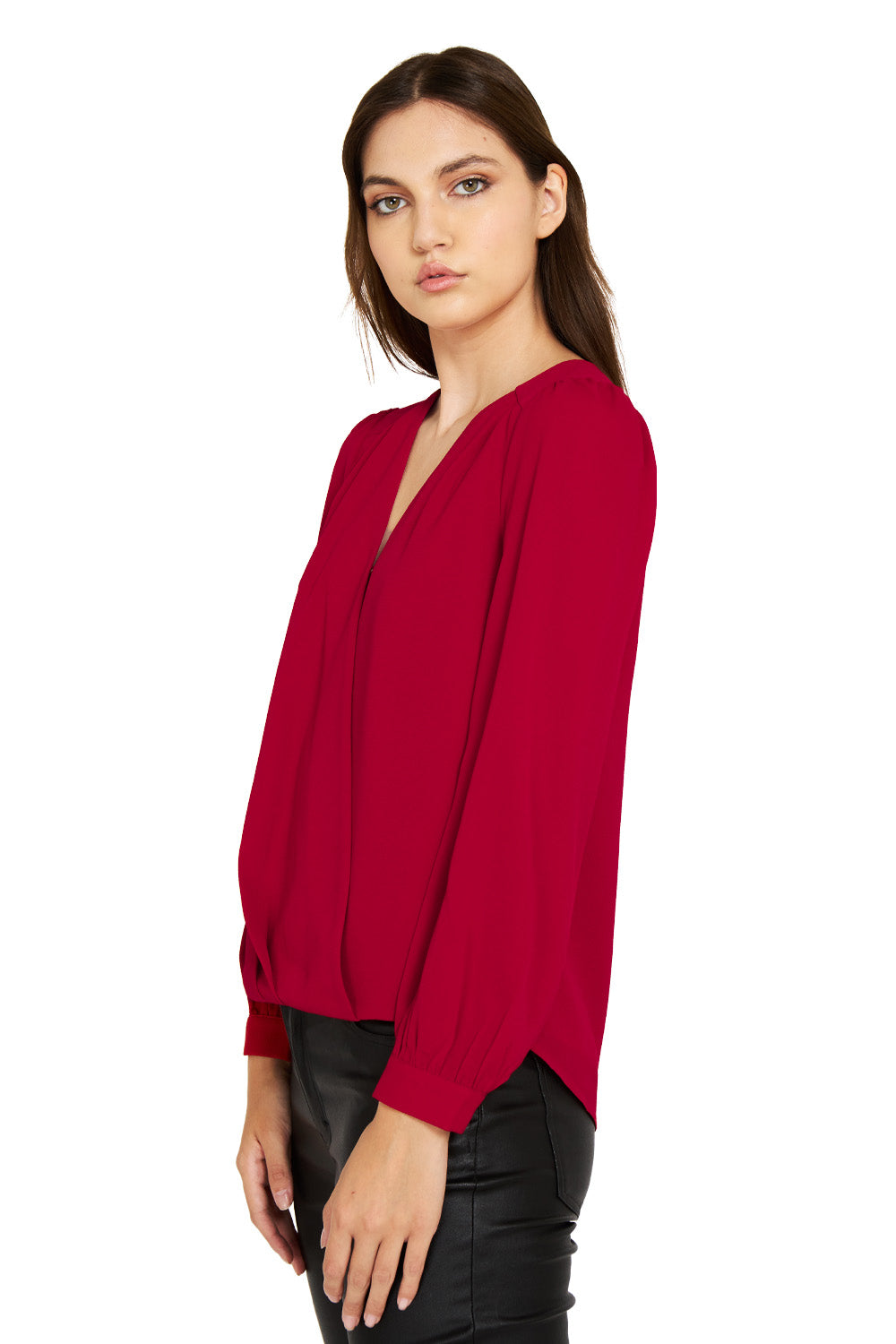 Blusa Básica Pliegues Rojo