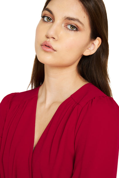 Blusa Básica Pliegues Rojo