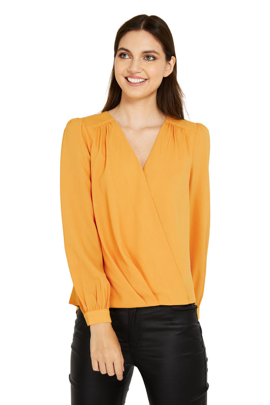 Blusa Básica Pliegues Amarillo
