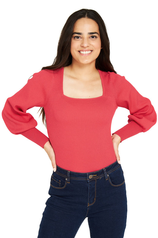Body Escote Cuadrado Coral