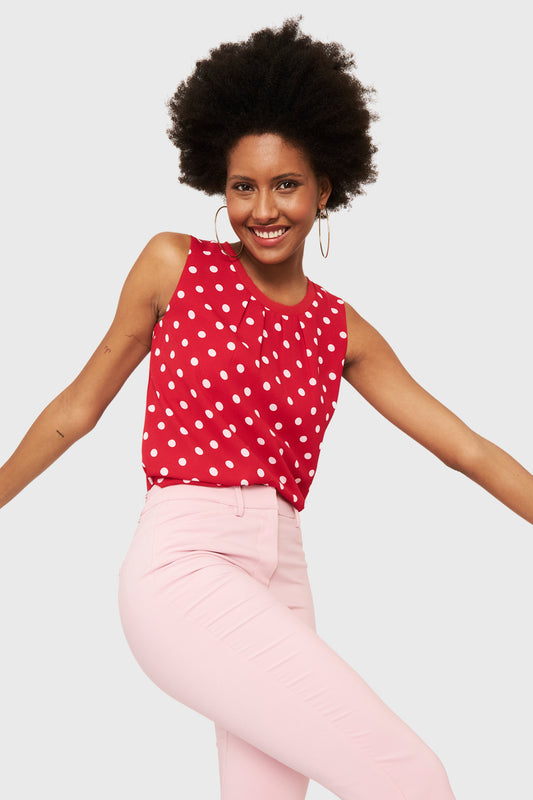 Blusa Básica Lunares Rojo