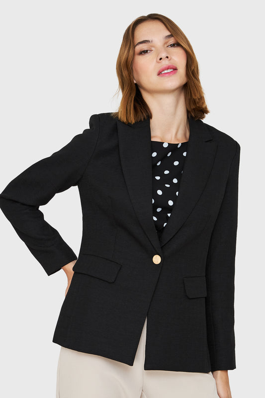 Blazer Botones Dorados Negro