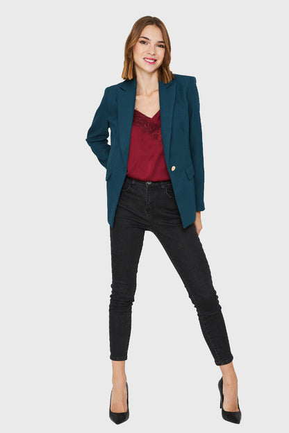 Blazer Botones Dorados Verde Petróleo
