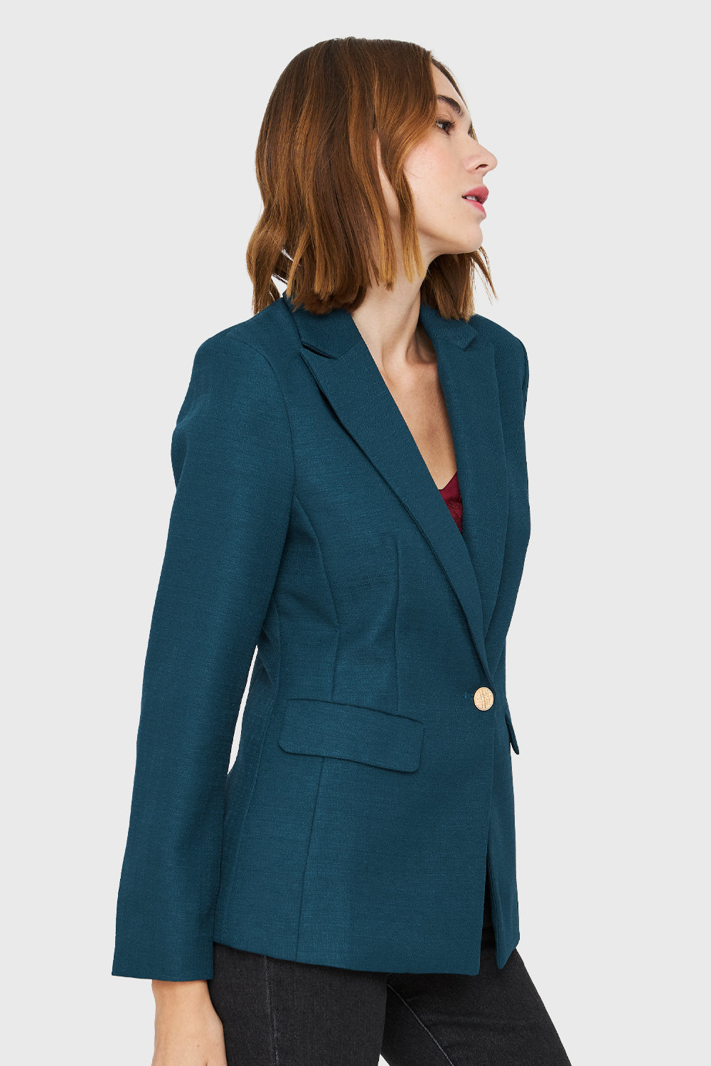 Blazer Botones Dorados Verde Petróleo