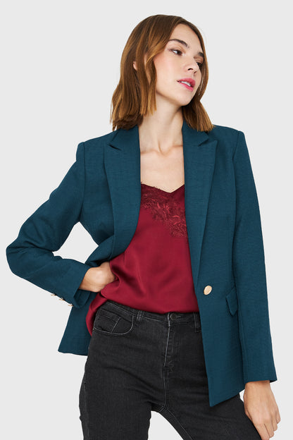 Blazer Botones Dorados Verde Petróleo