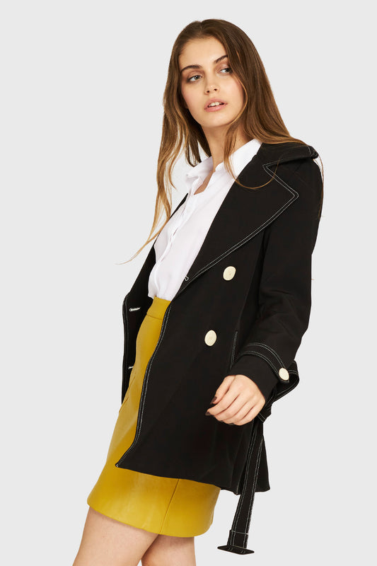 Trench Detalle Pespunte Negro