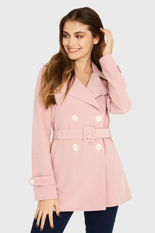 Trench Detalle Pespunte Rosa