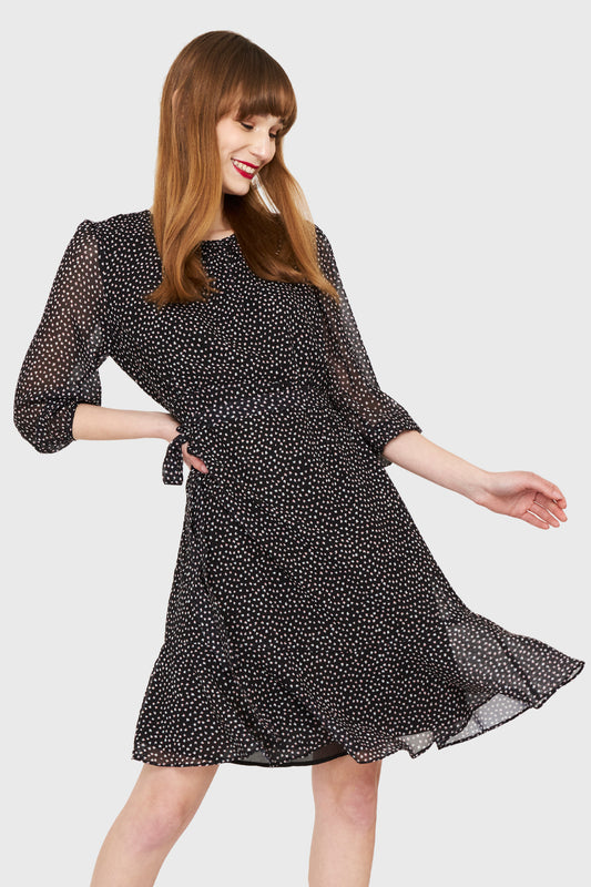 Vestido Pétalos Lazo Negro