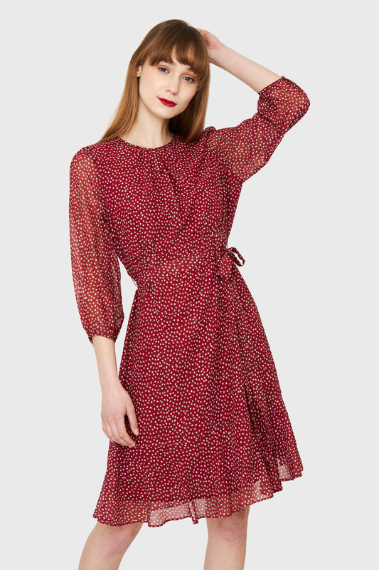 Vestido Pétalos Lazo Burdeos