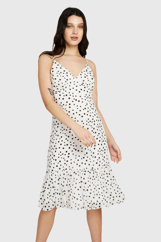 Vestido Midi Lunares Blanco