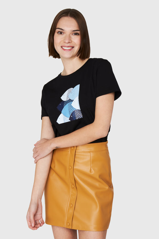 Polera Estampado Peces Negro