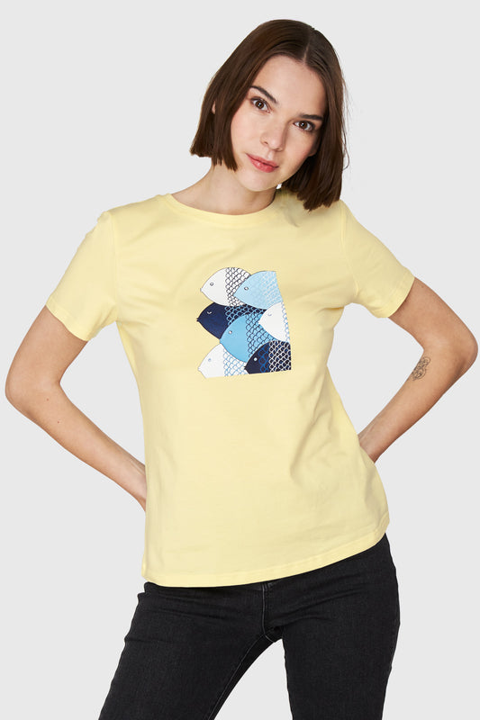 Polera Estampado Peces Amarillo