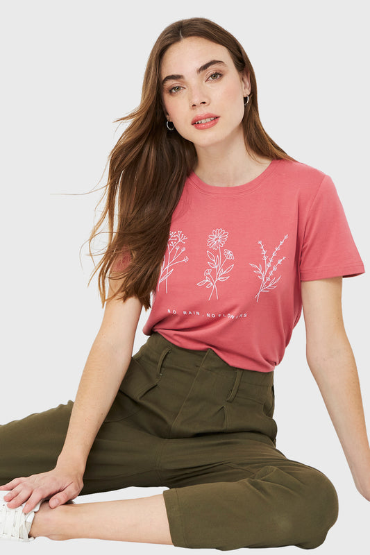Polera Estampado Flores Campo Óxido