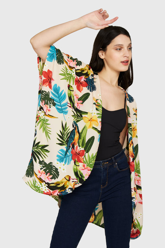 Kimono Guacamayos Blanco