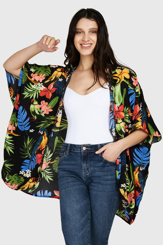 Kimono Guacamayos Negro