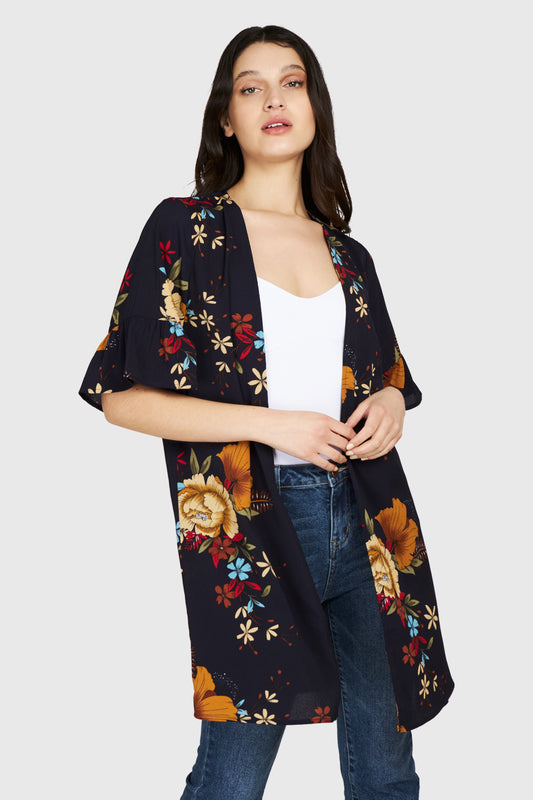 Kimono Manga Vuelos Azul Marino